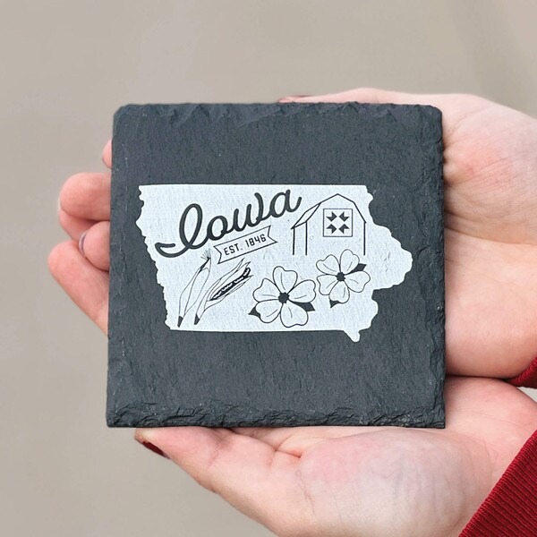 State of Iowa UV Printed State Square Coaster